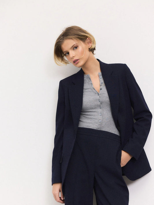 Navy blue/blue - Tailored single-breasted blazer