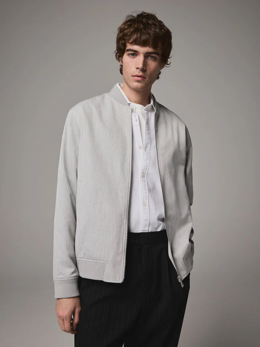 Light grey - Solid color - Stylish bomber jacket