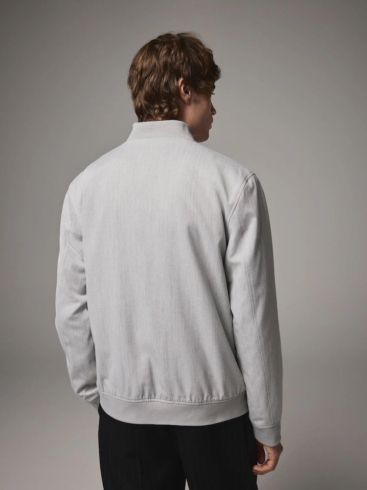 Light grey - Solid color - Stylish bomber jacket