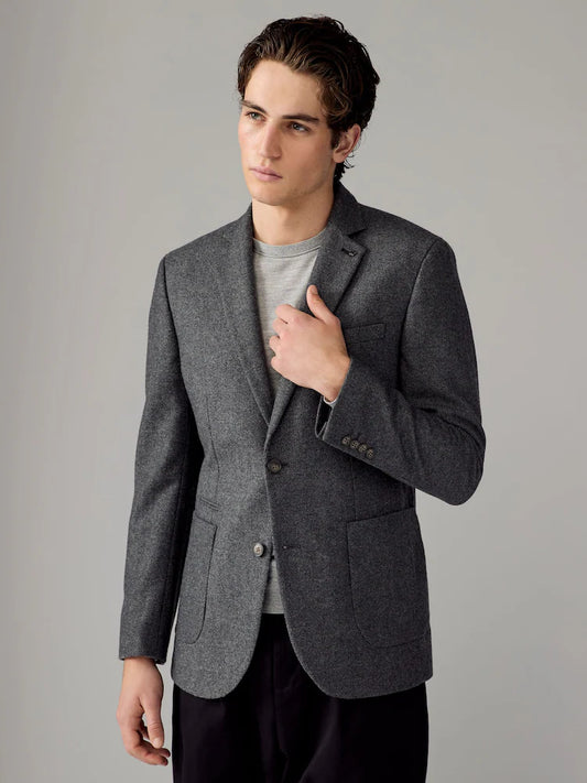 Anthracite grey - Slim fit - Jacket with high wool content and herringbone pattern