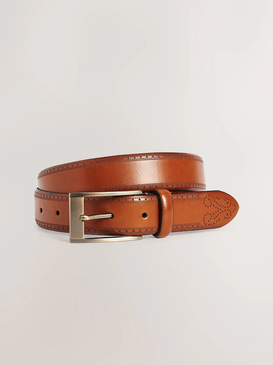 Light brown - Signature leather belt in the Budapest style, made in Italy