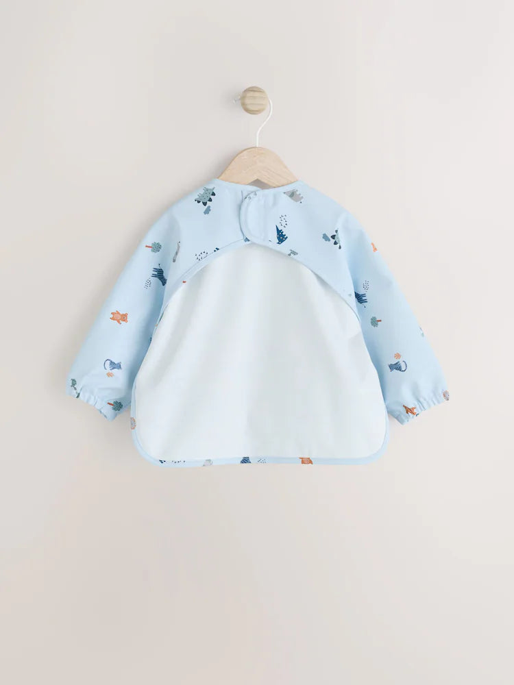 Blue Dino Jungle - Bib with Sleeves for Weaning and Feeding