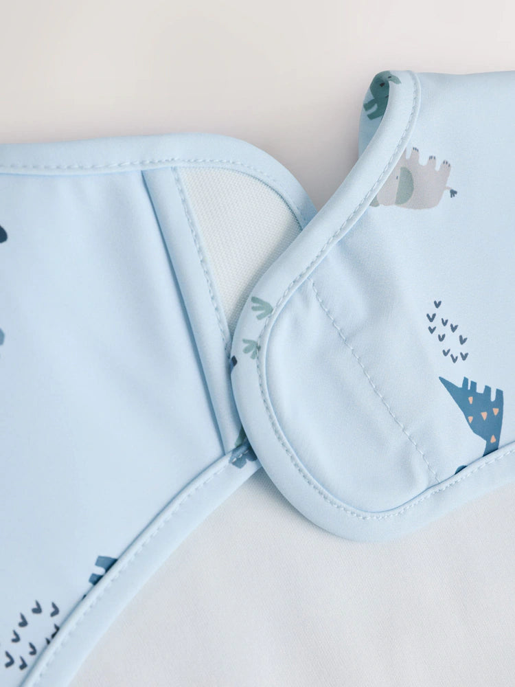Blue Dino Jungle - Bib with Sleeves for Weaning and Feeding