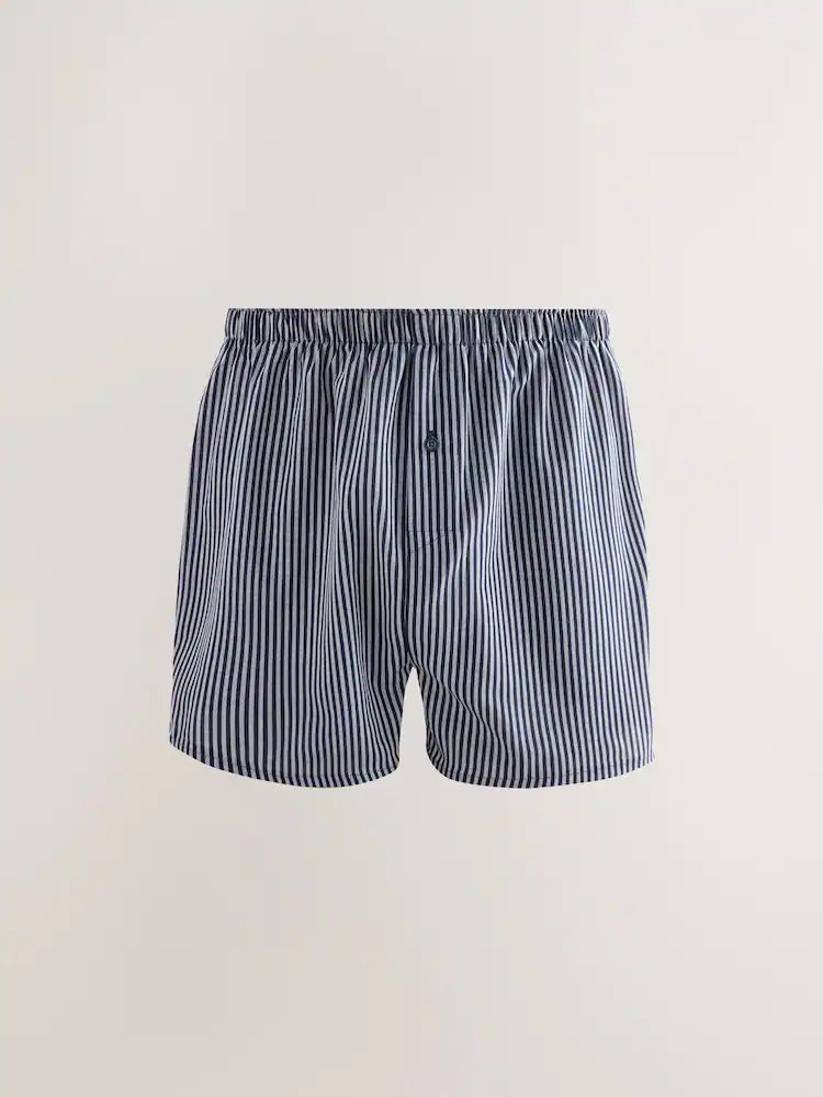 Navy/Blue - Pack of 4 - Woven 100% Cotton Boxers