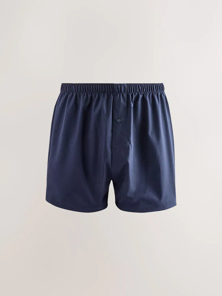Navy/Blue - Pack of 4 - Woven 100% Cotton Boxers
