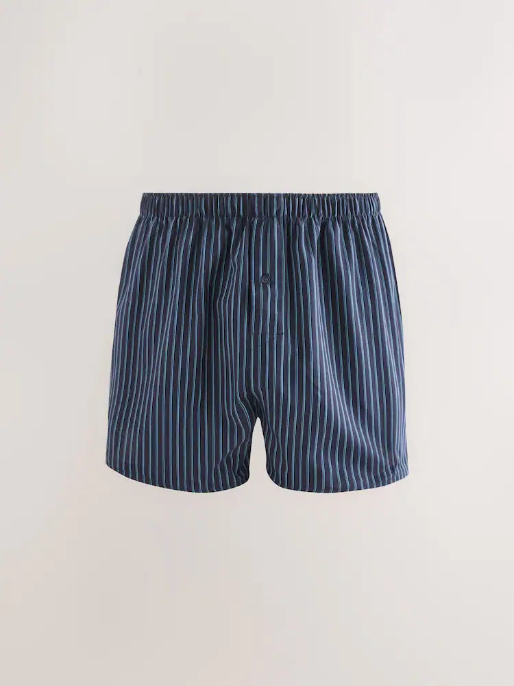Navy/Blue - Pack of 4 - Woven 100% Cotton Boxers