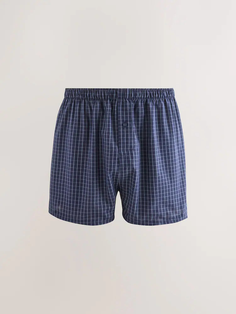 Navy/Blue - Pack of 4 - Woven 100% Cotton Boxers
