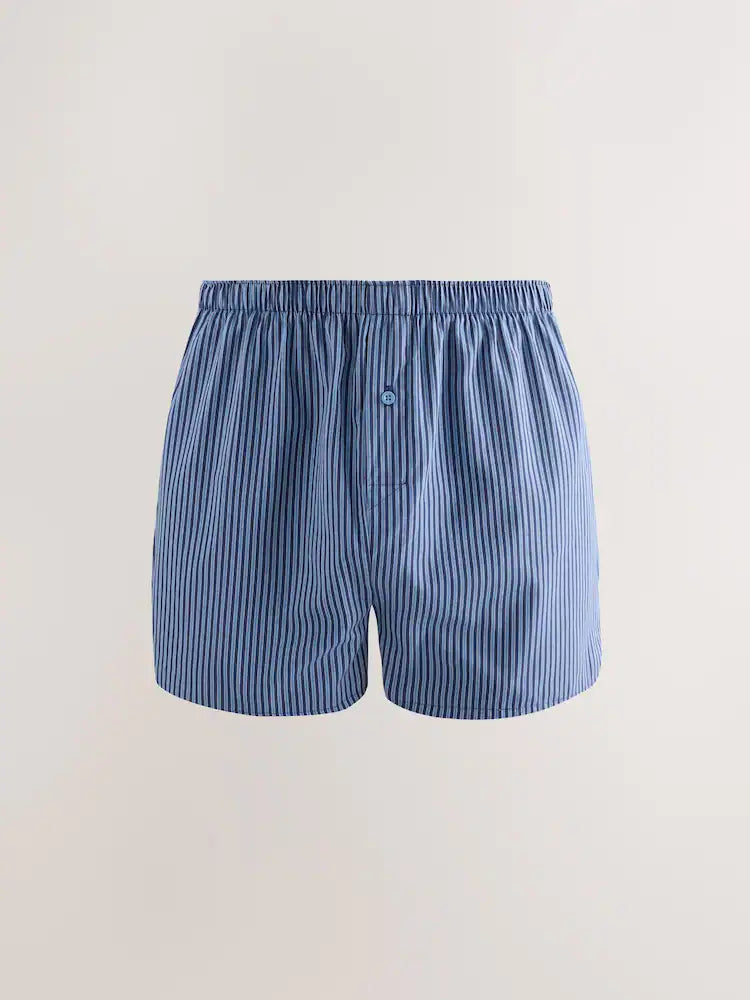 Blue, assorted patterns - 4-pack - Woven 100% Cotton Boxers