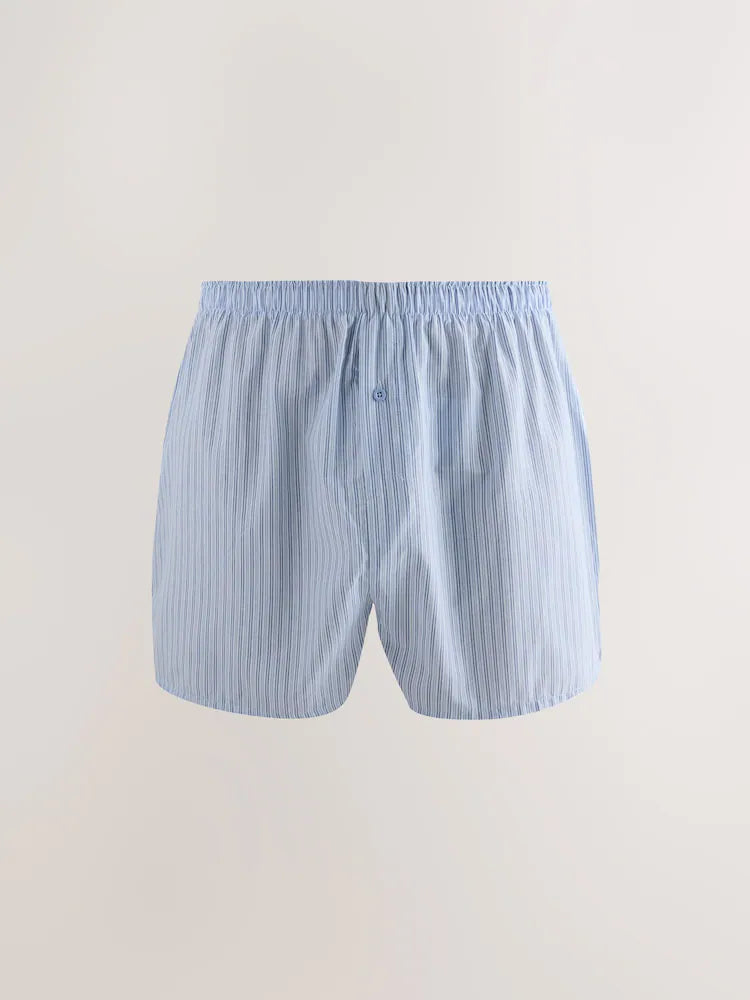 Blue, assorted patterns - 4-pack - Woven 100% Cotton Boxers