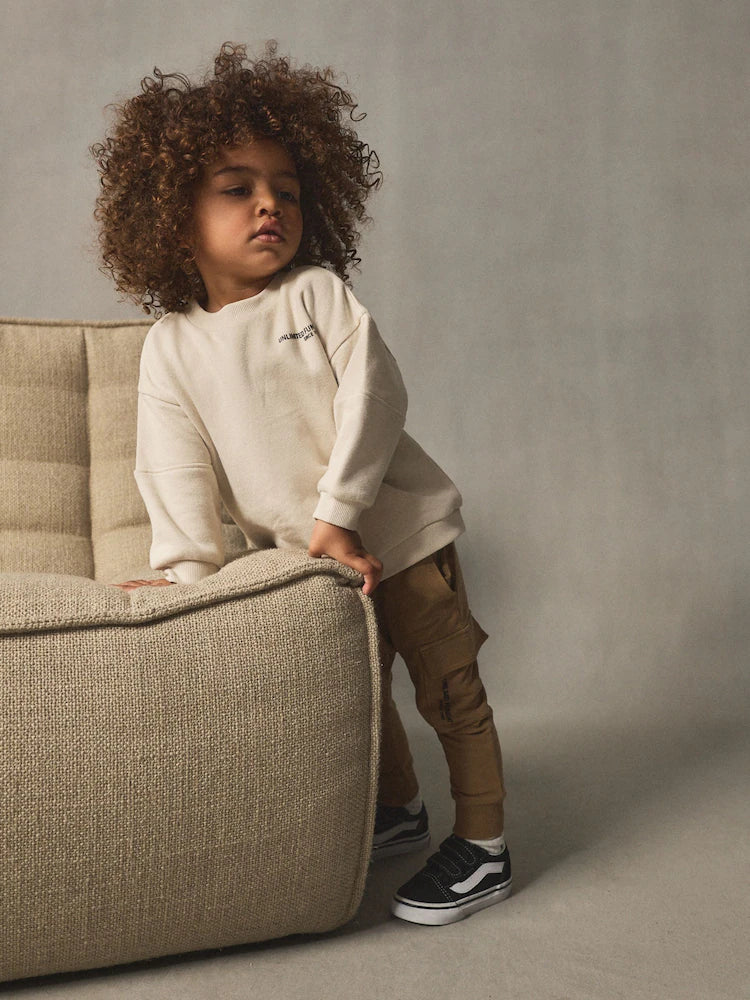 Ecru/Gebrochenes Weiss - Utility Sweatshirt und Super Skinny Jogginghose Set (3Monate -7Jahre)