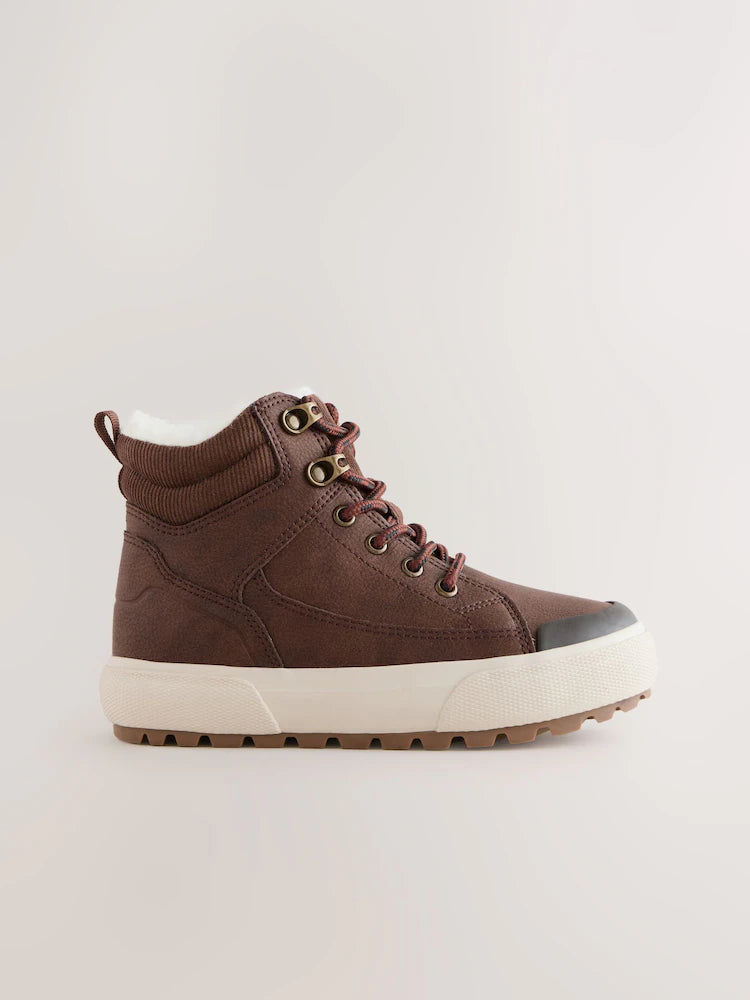 Schokoladenbraun - Warm gefütterte, knöchelhohe Stiefel
