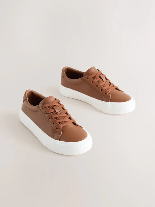 Light brown - Elegant lace-up sneakers