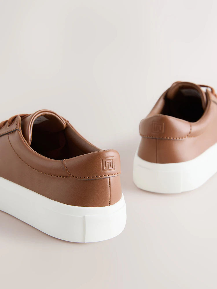 Light brown - Elegant lace-up sneakers