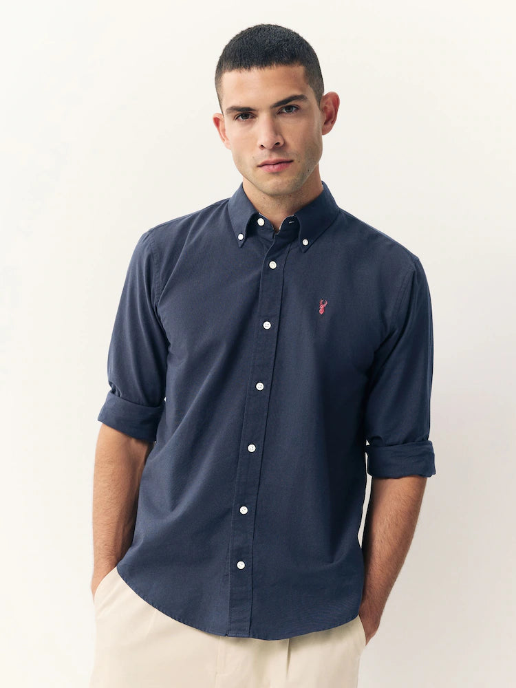 Navy blue/blue - Regular fit - Long-sleeved Oxford shirt