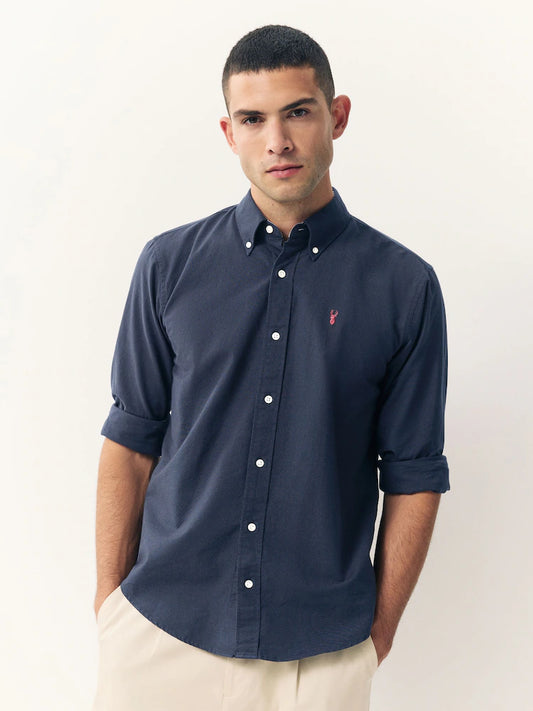 Navy blue/blue - Regular fit - Long-sleeved Oxford shirt