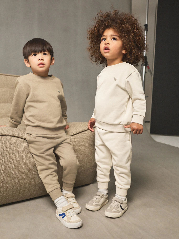 Off White/Cement Grey - Sweatshirt and Jogging Pants Set, 2-Pack (3M-7Y)