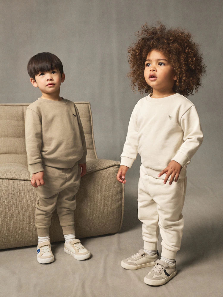 Off White/Cement Grey - Sweatshirt and Jogging Pants Set, 2-Pack (3M-7Y)