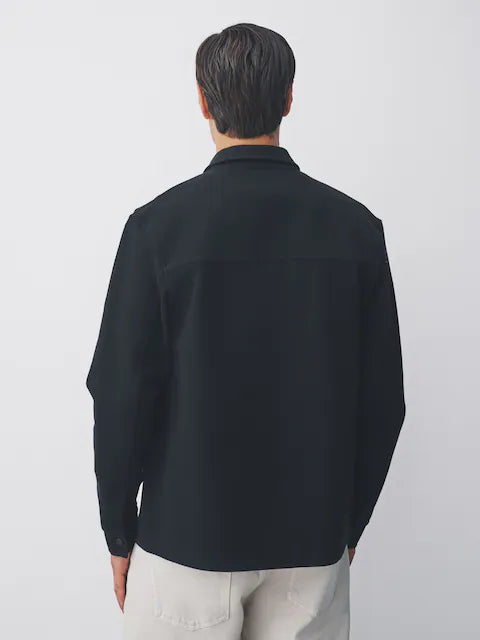 Black - Jersey twill shacket with snap fasteners