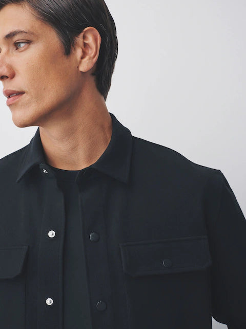 Black - Jersey twill shacket with snap fasteners