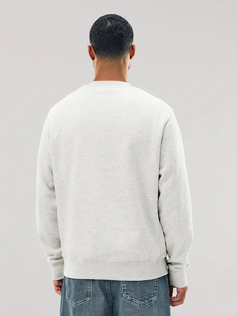 Ecru melange - Regular fit - Heavyweight sweatshirt with crew neck and high cotton content