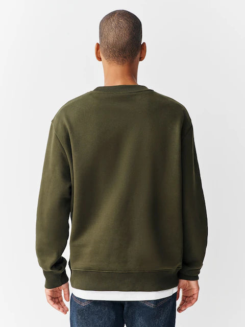 Khaki green - Regular fit - Heavyweight sweatshirt with crew neck and high cotton content