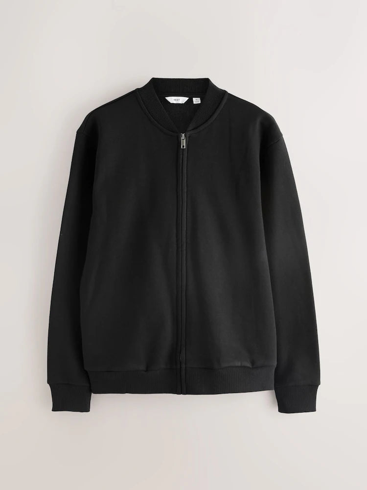 Black - Bomber jacket made of jersey with a high cotton content and full-length zipper