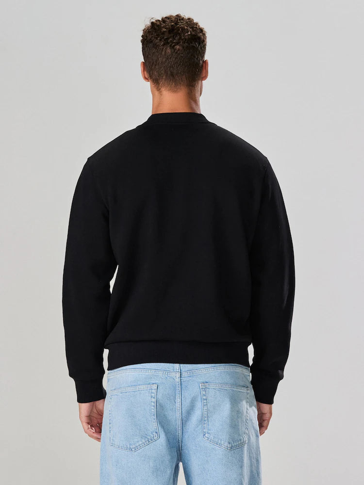 Black - Bomber jacket made of jersey with a high cotton content and full-length zipper