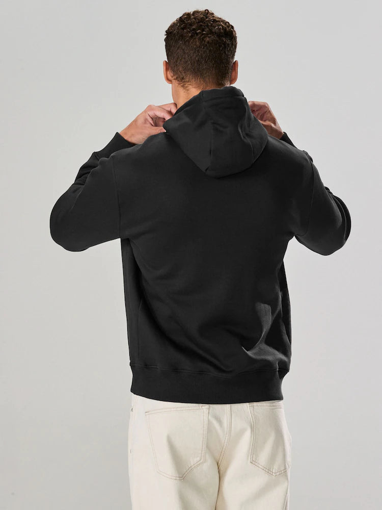 Black - Regular fit - Hoodie made from heavy cotton jersey