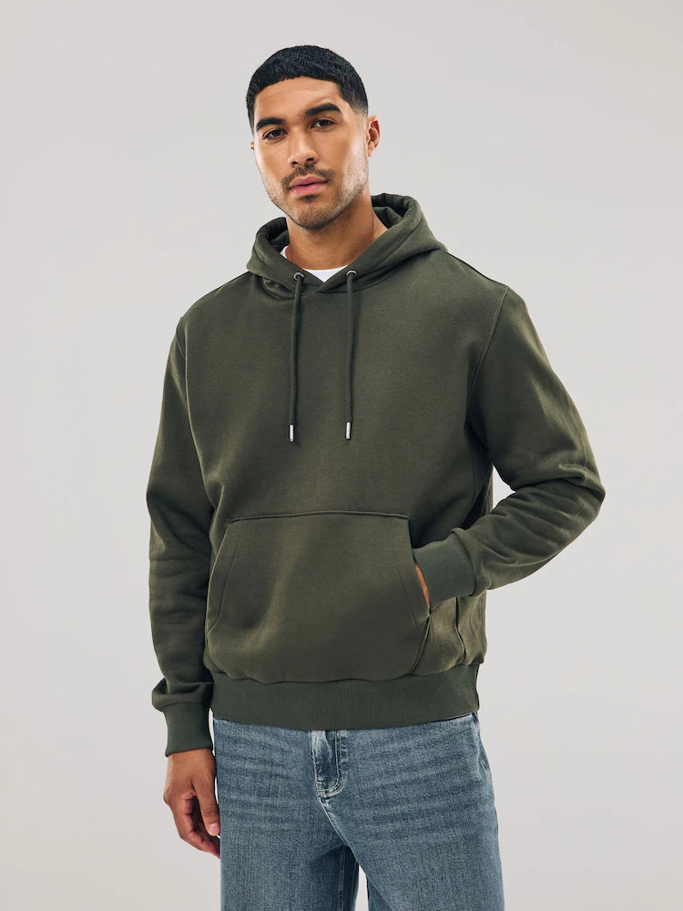 Khaki green - Regular fit - Hoodie made from heavy cotton jersey