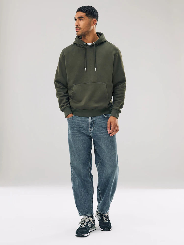 Khaki green - Regular fit - Hoodie made from heavy cotton jersey