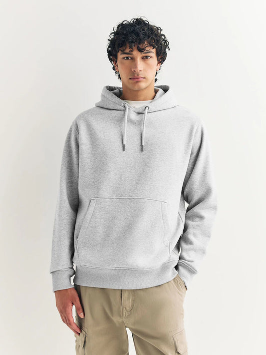 Grau meliert - Reguläre Passform - Hoodie aus schwerem Baumwolljersey