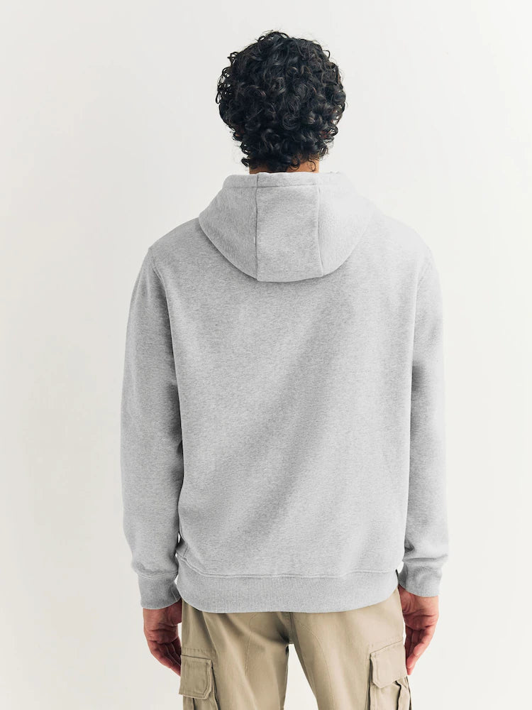 Grau meliert - Reguläre Passform - Hoodie aus schwerem Baumwolljersey