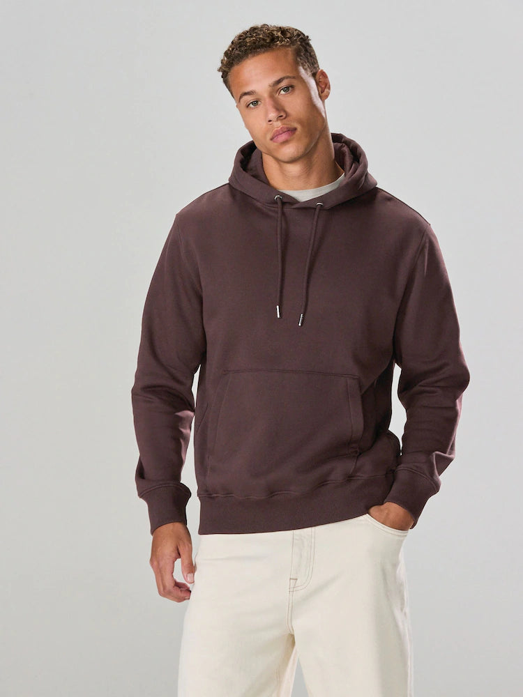 Chocolate brown - Regular fit - Heavyweight cotton jersey hoodie