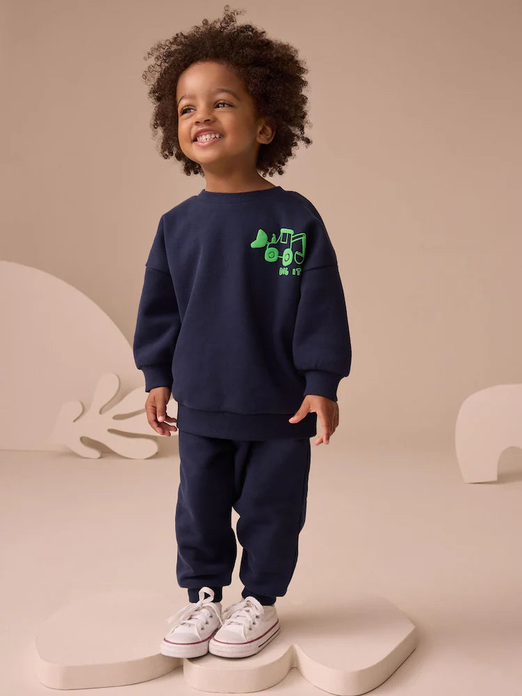 Light blue - Set with printed crew neck shirt and jogging pants (3 months to 7 years)
