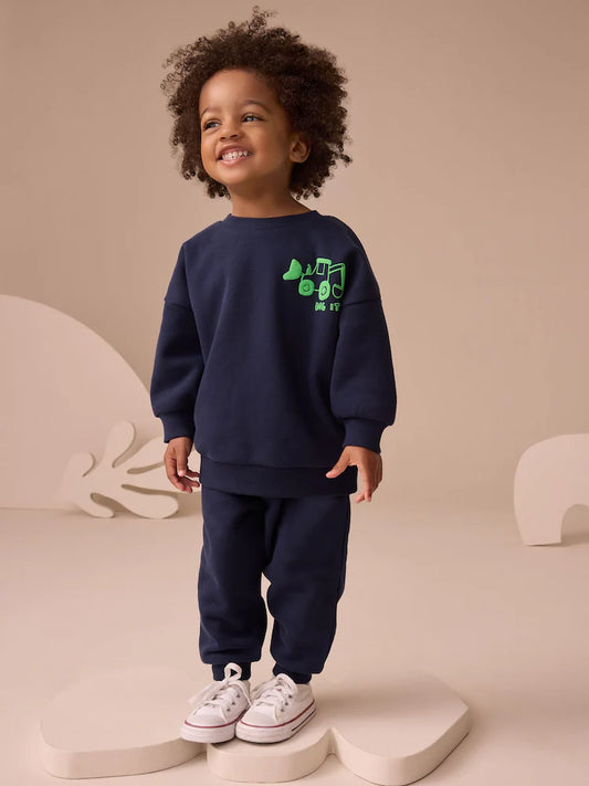 Light blue - Set with printed crew neck shirt and jogging pants (3 months to 7 years)