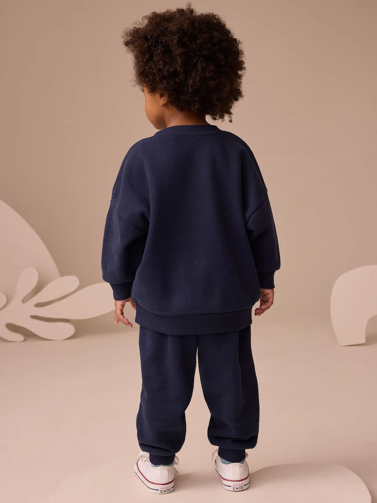 Light blue - Set with printed crew neck shirt and jogging pants (3 months to 7 years)