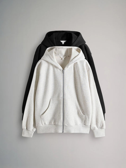Black/grey melange - The Set 2 Pack Zip Through Hoodies