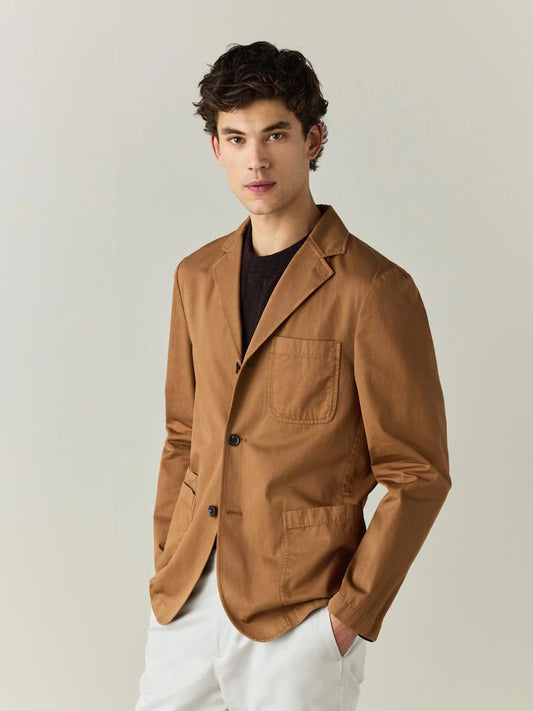 Hellbraun - Stückgefärbter Blazer mit Leinen