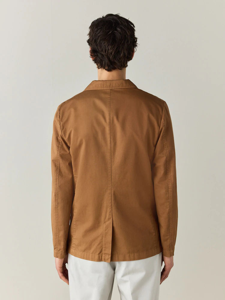 Hellbraun - Stückgefärbter Blazer mit Leinen