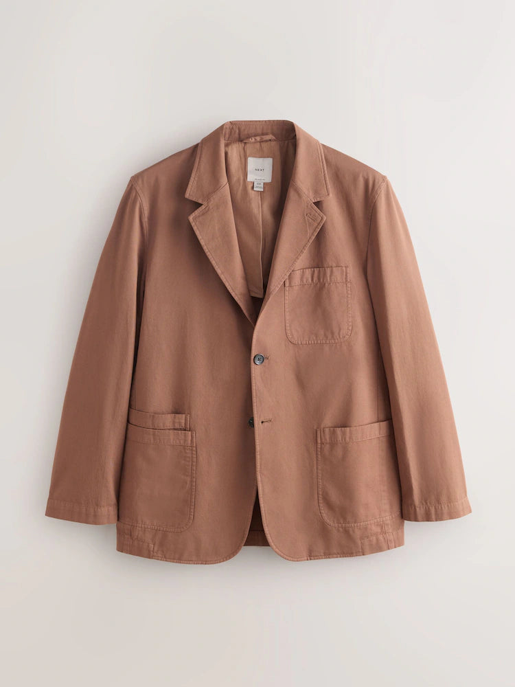 Hellbraun - Stückgefärbter Blazer mit Leinen