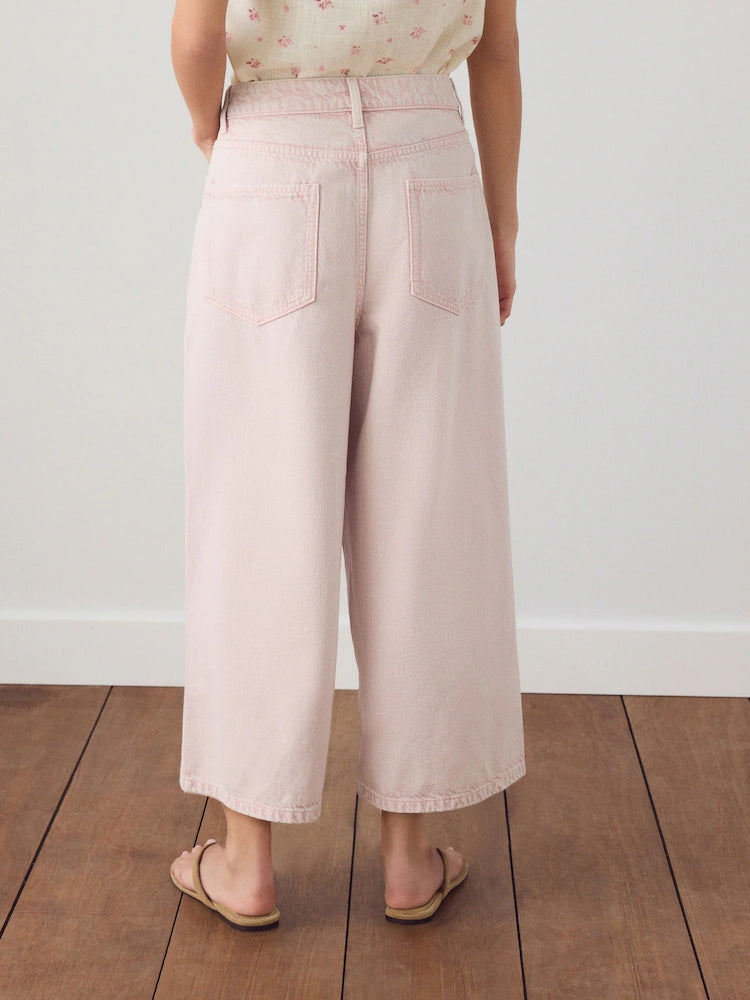 Light pink - cropped wide-leg jeans
