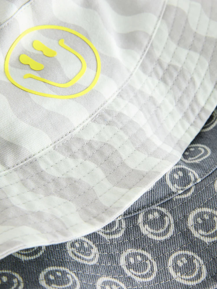 Grey face/wavy stripes - 2-pack fisherman hats