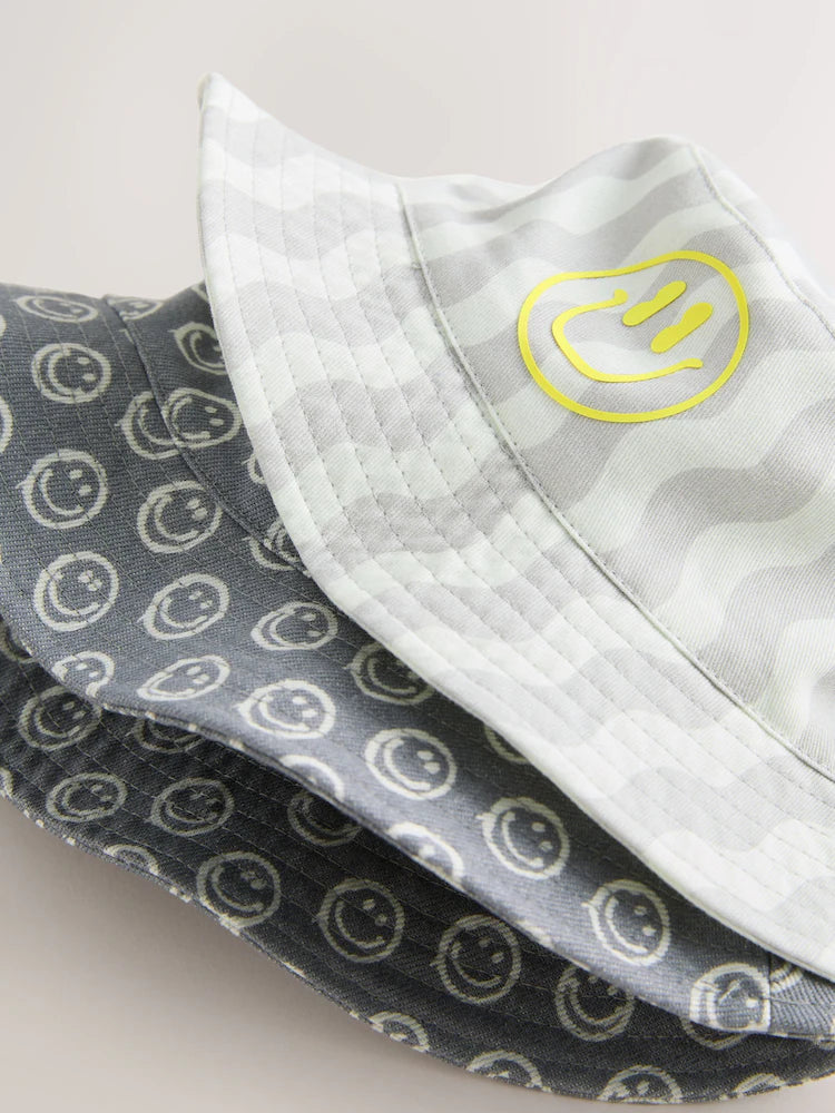 Grey face/wavy stripes - 2-pack fisherman hats