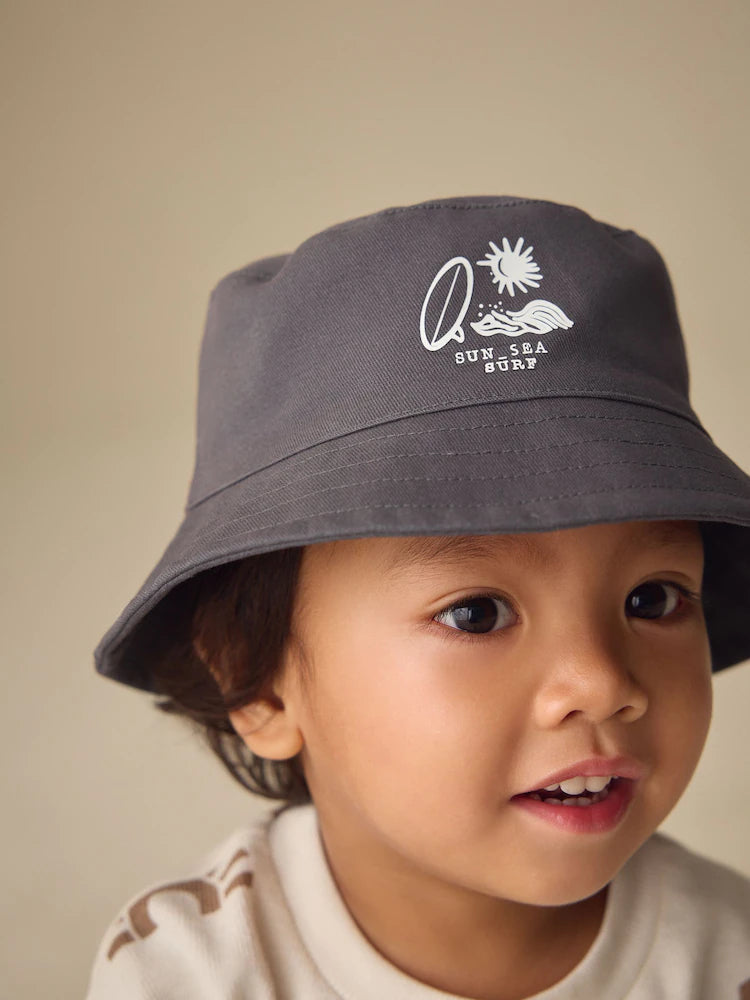 Black/tan with palm tree motif - 2-pack fisherman's hats