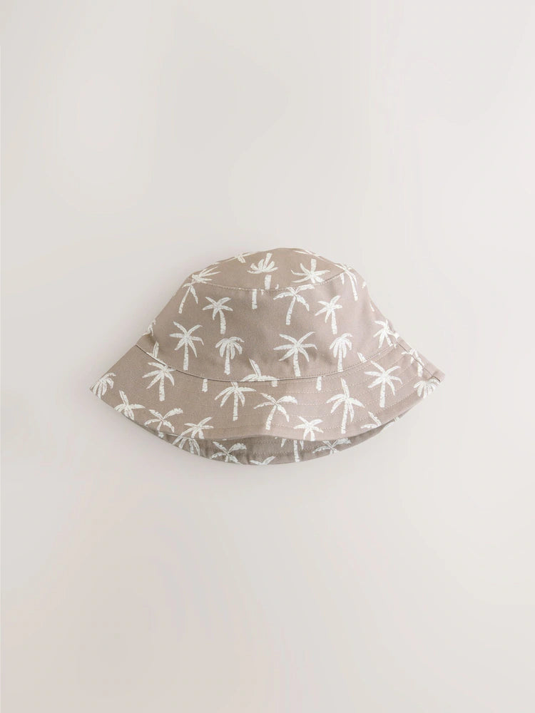 Black/tan with palm tree motif - 2-pack fisherman's hats