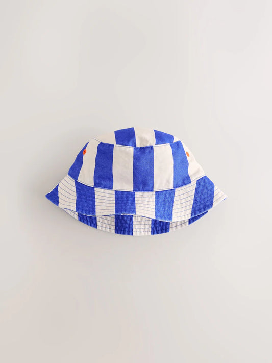 White/Blue - Striped Bucket Hat