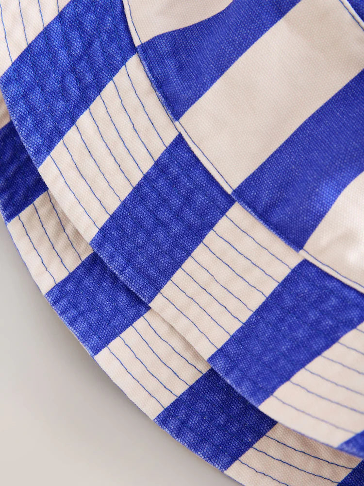 White/Blue - Striped Bucket Hat