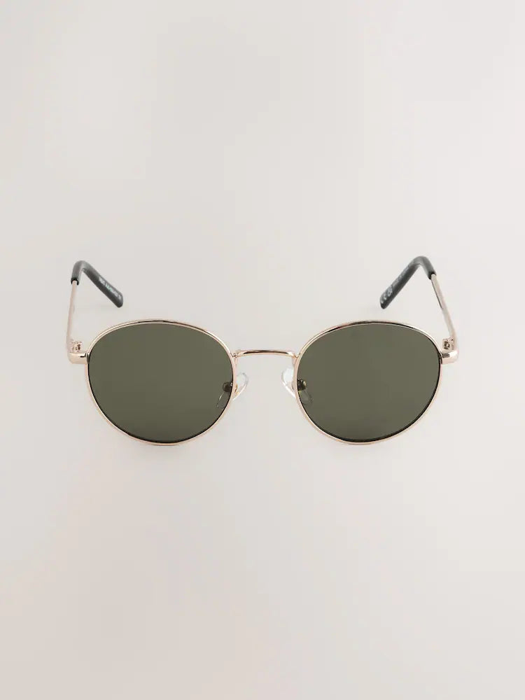 Gold - Round sunglasses with metal