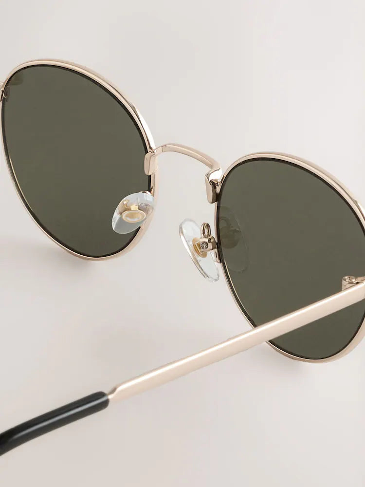Gold - Round sunglasses with metal