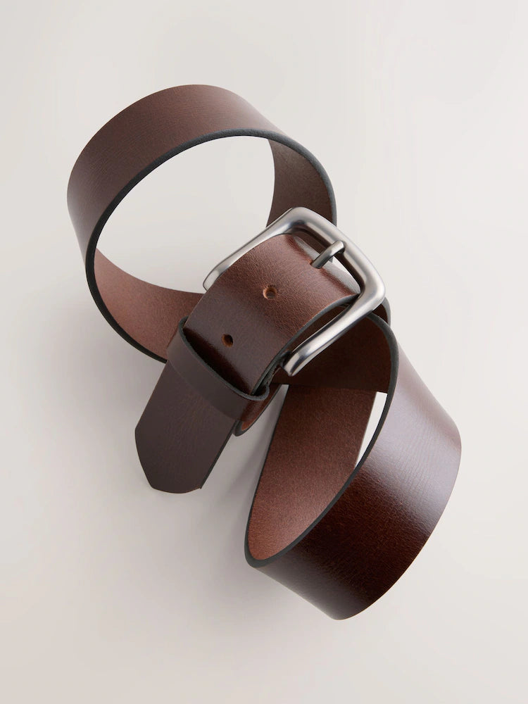 Chocolate brown - Casual leather belt
